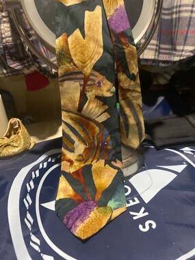 JeSuis Vintage Tropical Angelfish Artistic Silk Necktie